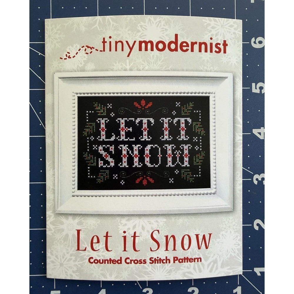 Tiny Modernist LET IT SNOW Small Counted Cross Stitch Pattern